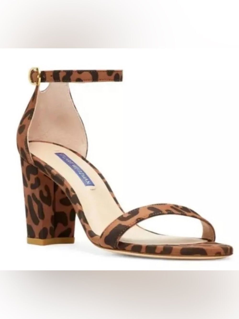NWOT $495 Stuart Weitzman Nearlynude Sandals Cappuccino Cheetah Suede Sz 6.5